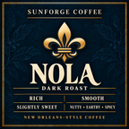SunForge Coffee NOLA Blend flavor profile: dark roast, nutty, earthy, spicy.