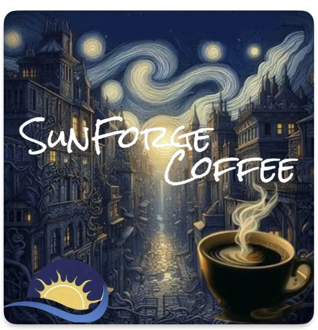 SunForgeCoffee story. SunForgeXpo Logo