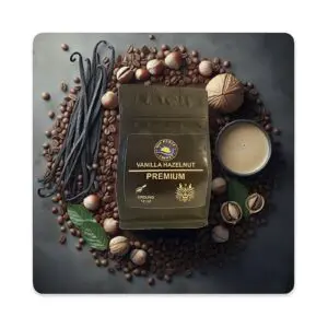 A picture of some coffee beans and other things.