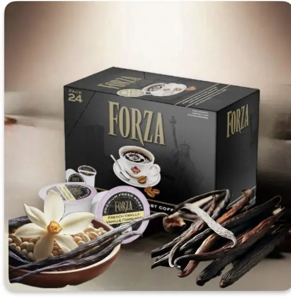 Forza French Vanilla coffee pods, 24 pack.