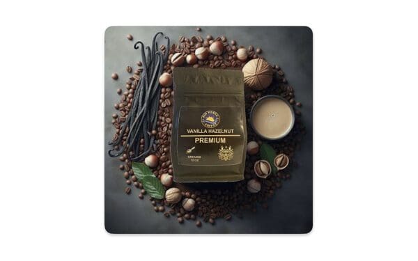 A picture of some coffee beans and other things.